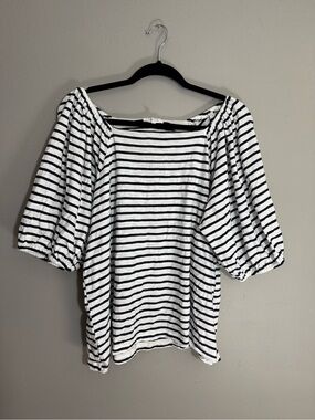 Maurices Black & White Striped Puff Sleeve Tunic